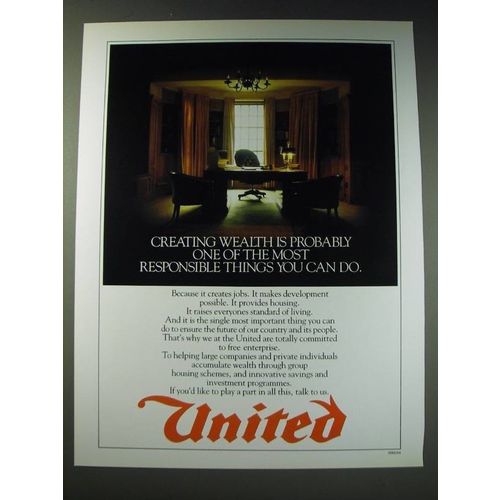 1987 United Bank Ad - Creating wealth is one of the most responsible things