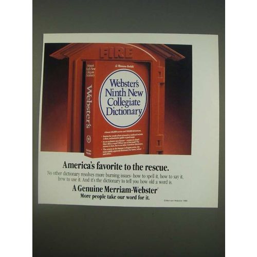 1989 Merriam-Webster Dictionary Ad - America's favorite to rescue