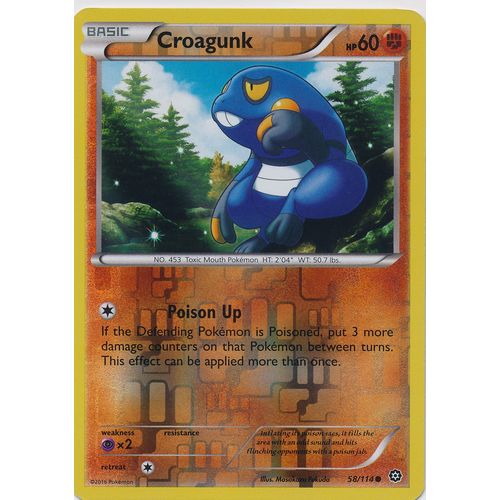 Pokemon XY Steam Siege 58/114 Croagunk Rev Holo