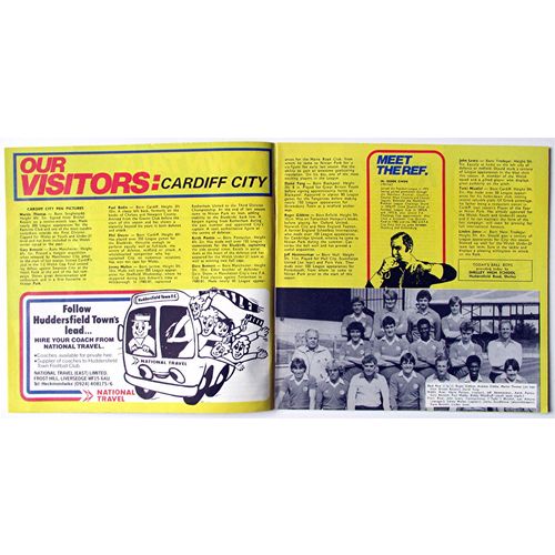 MATCH PROGRAMME 1982-83 HUDDERSFIELD TOWN v CARDIFF CITY (VG - No Writing)