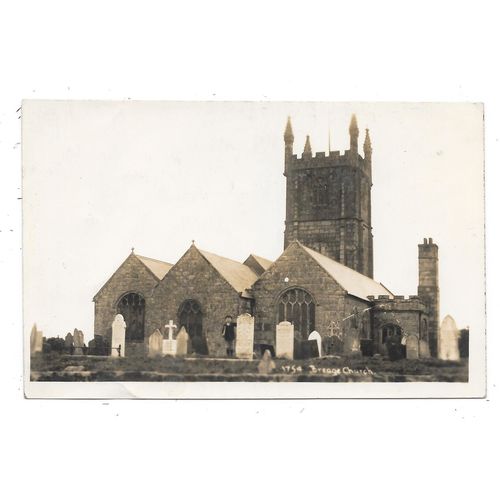 SUPERB REAL PHOTOGRAPHIC POSTCARD OF BREAGE CHURCH HELSTON CORNWALL (943)