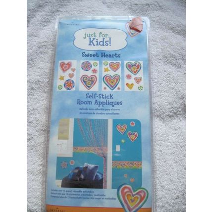 Just For Kids Sweet Hearts Self Stick Room Appliques Pre Cut Reusable Stickers