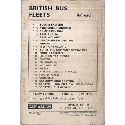 BRITISH BUS FLEETS no 1. South East.. 1966 used p/b 7th edition Ian Allan =