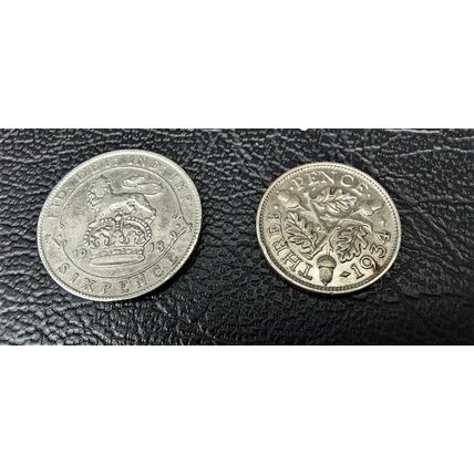 1918 & 1934 GEORGE V SILVER SIXPENCE & THREEPENCE COINS IN HIGH GRADE DETAIL
