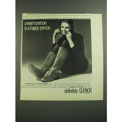 1968 Glenoit Toreador Boots Ad - A warm person is a happy person