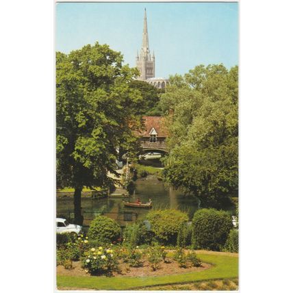 Postcard Pull’s Ferry and the Cathedral, Norwich, Norfolk. Unposted