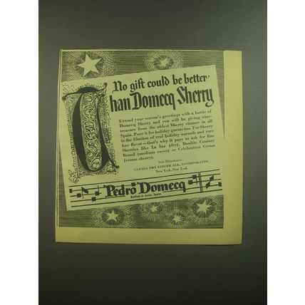 1945 Pedro Domecq Sherry Ad - No gift could be better than Domeq Sherry