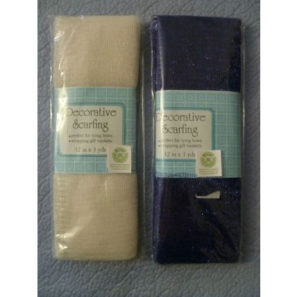 "1 PKG BLUE & 1 PKG WHITE 32 inches X 3 yard DECORATIVE SCARFING JEWISH HOLIDAY