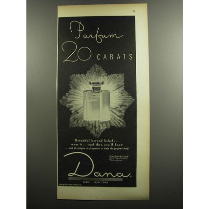 1952 Dana 20 Carats Perfume Advertisement