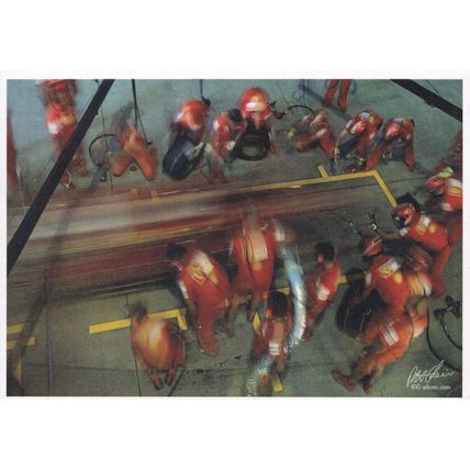 Ferrari F1 Car Pit Stop At Speed Grand Prix Rare Postcard