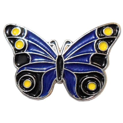 Blue & Yellow Butterfly 26mm Metal Enamel Pin Badge or Brooch NEW