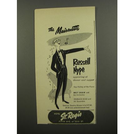 1953 Hotel St. Regis Ad - The Maisonette Russell Nype