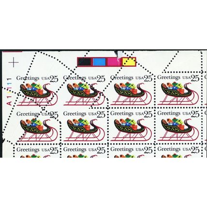 2428, MNH 25¢ Fold Over Error Creates Crazy Perforations Sheet - Stuart Katz