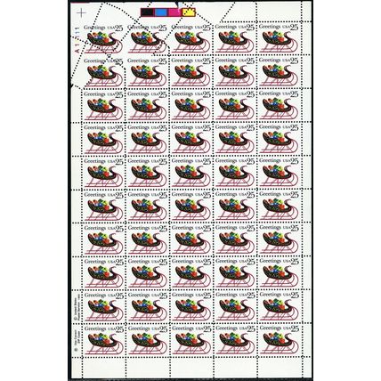 2428, MNH 25¢ Fold Over Error Creates Crazy Perforations Sheet - Stuart Katz