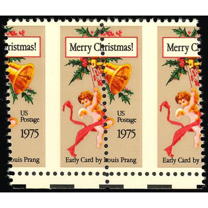 1580 Misperforated pair ERROR stamps - 10¢ Christmas stamp - Mint NH Stuart Katz