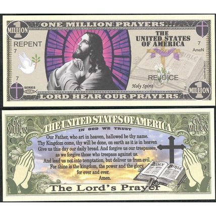 Jesus The Lord's Prayer Novelty Note / Bill / Money - Wholesale Lot Of 200