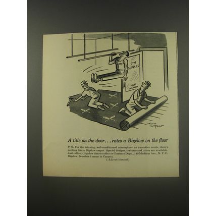 1956 Bigelow Carpet Ad - A title on the door rates
