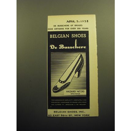 1958 De Busschere Hazard Shoes Advertisement