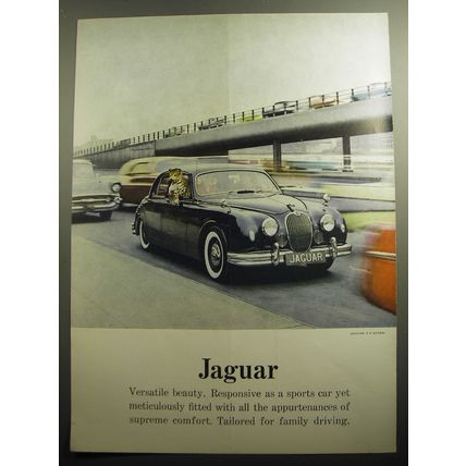 1958 Jaguar 3.4 Sedan Car Ad - Versatile beauty.