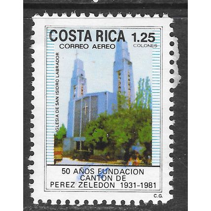 COSTA RICA 1981 CHURCH SAN ISIDRO LABRADOR 50 YEARS PEREZ ZELEDON USED RELIGION