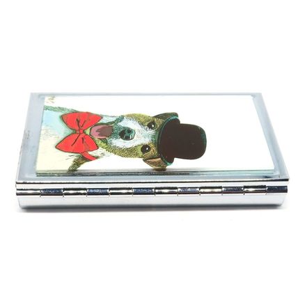 Jack Russell Wearing a Black Hat Pill Box Square 1 CM - Gift Storage