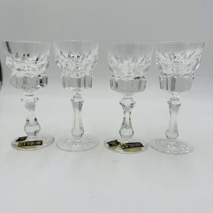 Vintage Rexxford Crystal Golden Crown E&R Yugoslavia Cordial Glasses 5in rare