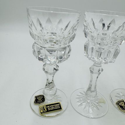 Vintage Rexxford Crystal Golden Crown E&R Yugoslavia Cordial Glasses 5in rare
