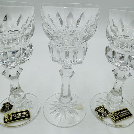 Vintage Rexxford Crystal Golden Crown E&R Yugoslavia Cordial Glasses 5in rare