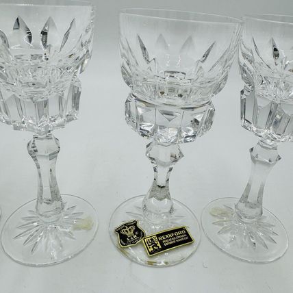 Vintage Rexxford Crystal Golden Crown E&R Yugoslavia Cordial Glasses 5in rare