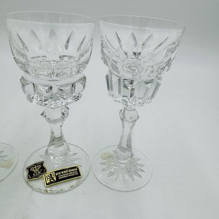 Vintage Rexxford Crystal Golden Crown E&R Yugoslavia Cordial Glasses 5in rare