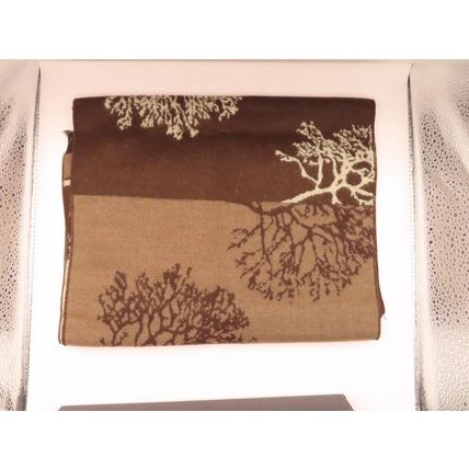 Mens Tradional Scarf Tress Pattern Brown Super Soft Mini Fringing Boxed