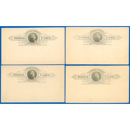 US 1886 Issued #UX9 Postal Cards, Mint LOT/4, A Couple Stains on Back, SCV $100!