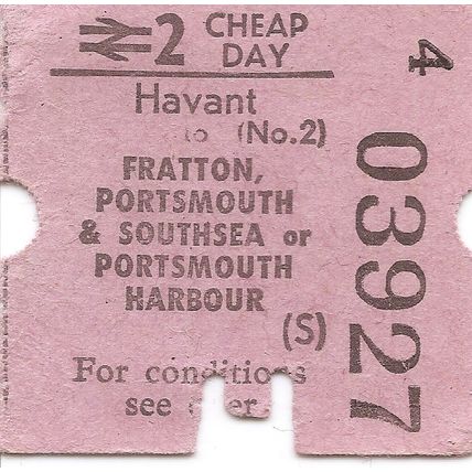 B.R.B. Ultimatic Ticket - Havant to Fratton, Portsmouth & Southsea or Harbour