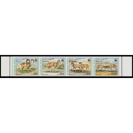 Afghanistan WWF Urial Strip of 4v 1998 MNH MI#1819-1822