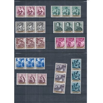 Spain stamps. 1971 Stamp Day MNH strips of 3. SG 1968 -1977. Folded (AN685)