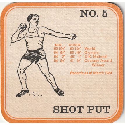 BEER MAT - COURAGE BARCLAY & SIMMONDS BREWERY - SHOT PUT - (Cat 034) - (1964)