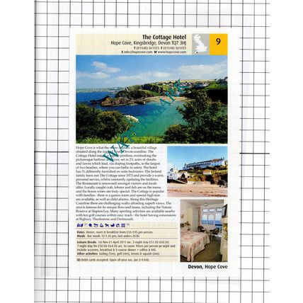 The Cottage Hotel Kingsbridge Devon / Tides Reach Hotel Salcombe - 2011 Advert