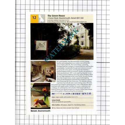 Palace Hotel Torquay Devon / The Green House Bournemouth Dorset - 2011 Advert