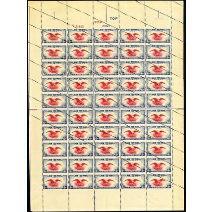C23a, MNH 6¢ 3 Imperforate Pairs in Misperfed Error Sheet of 50 - Stuart Katz