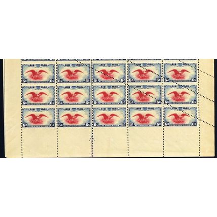 C23a, MNH 6¢ 3 Imperforate Pairs in Misperfed Error Sheet of 50 - Stuart Katz
