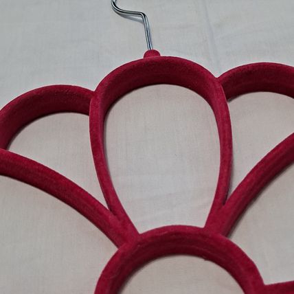 PINK Flower SCARF HANGER Belt Tie Velvet Holder Closet Organizer Storage Necktie