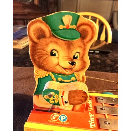 Old Vintage Original Fisher Price Tiny Teddy # 635 7 1/4" Tall 1962