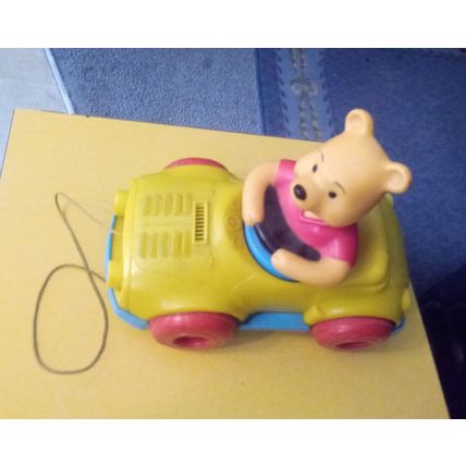 Vintage Original Kohner Walt Disney Winnie Pooh Pull Car Working Condition 1973