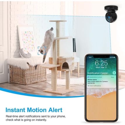 Wansview Security Camera Indoor, 360 Degree Wifi Home Security Cameras for Pet/D