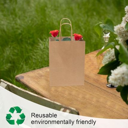 Joybe 300 Pack 6X3.25X8 Inch Small Brown Paper Bags with Handles Bulk, Kraft Pap