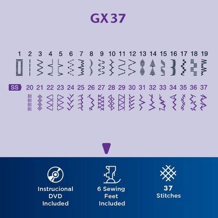 Brother Sewing Machine, GX37, 37 Built-In Stitches, 6 Included Sewing Feet
