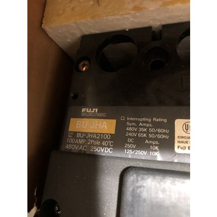 NEW FUJI BU-JHA2100 CIRCUIT BREAKER, 100A, 480VAC/250VDC, 2-POLE FUJI BU-JHA,BI