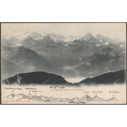 Die Berner-Alpen vom Pilatus, 1902 - Photoglob AK