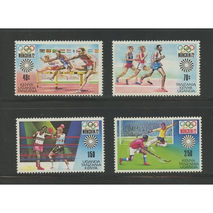 Kenya, Uganda, Tanzania 250-253, 1972 Olympics, VF, MNH (KUT134)
