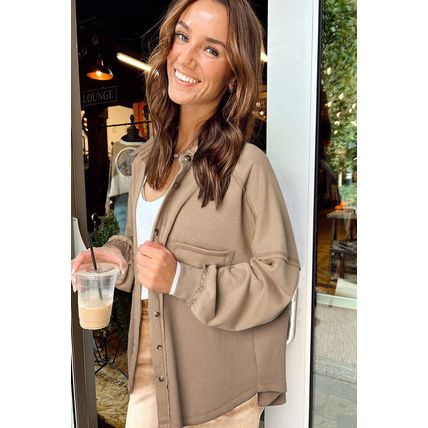 Goat Mineral Wash Textured Patchwork Loose Fit Shacket